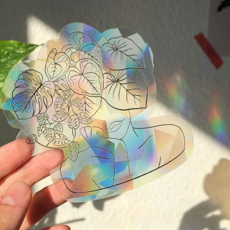 suncatcher sticker plantlady in zonlicht
