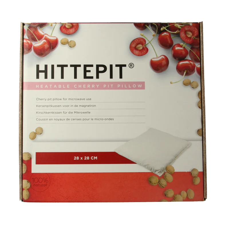 Hittepit warmtekussen vierkant red cherry 4 Hittepit kersenpit kussen vierkant naturel 28x28 cm